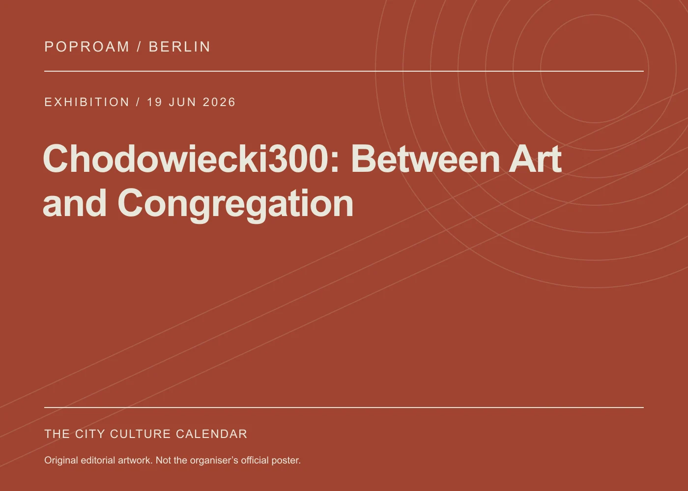 Original editorial programme artwork for Chodowiecki300: Between Art and Congregation. This is not the organiser’s official poster.
