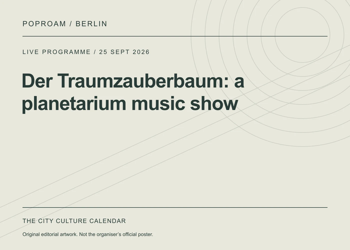 Original editorial programme artwork for Der Traumzauberbaum: a planetarium music show. This is not the organiser’s official poster.