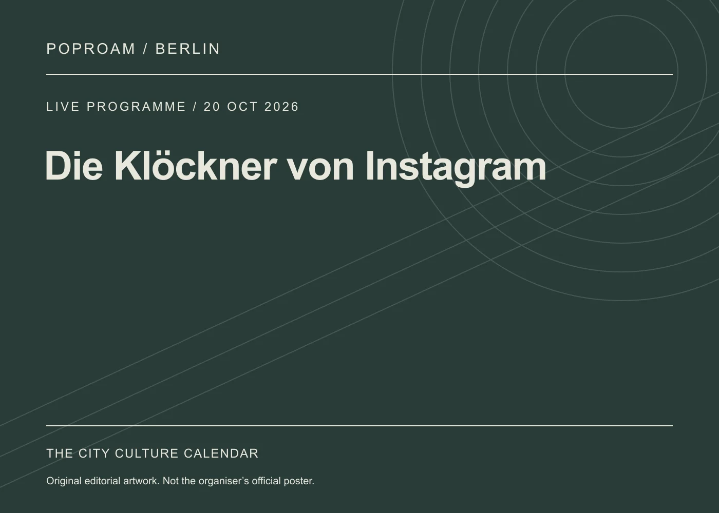 Original editorial programme artwork for Die Klöckner von Instagram. This is not the organiser’s official poster.