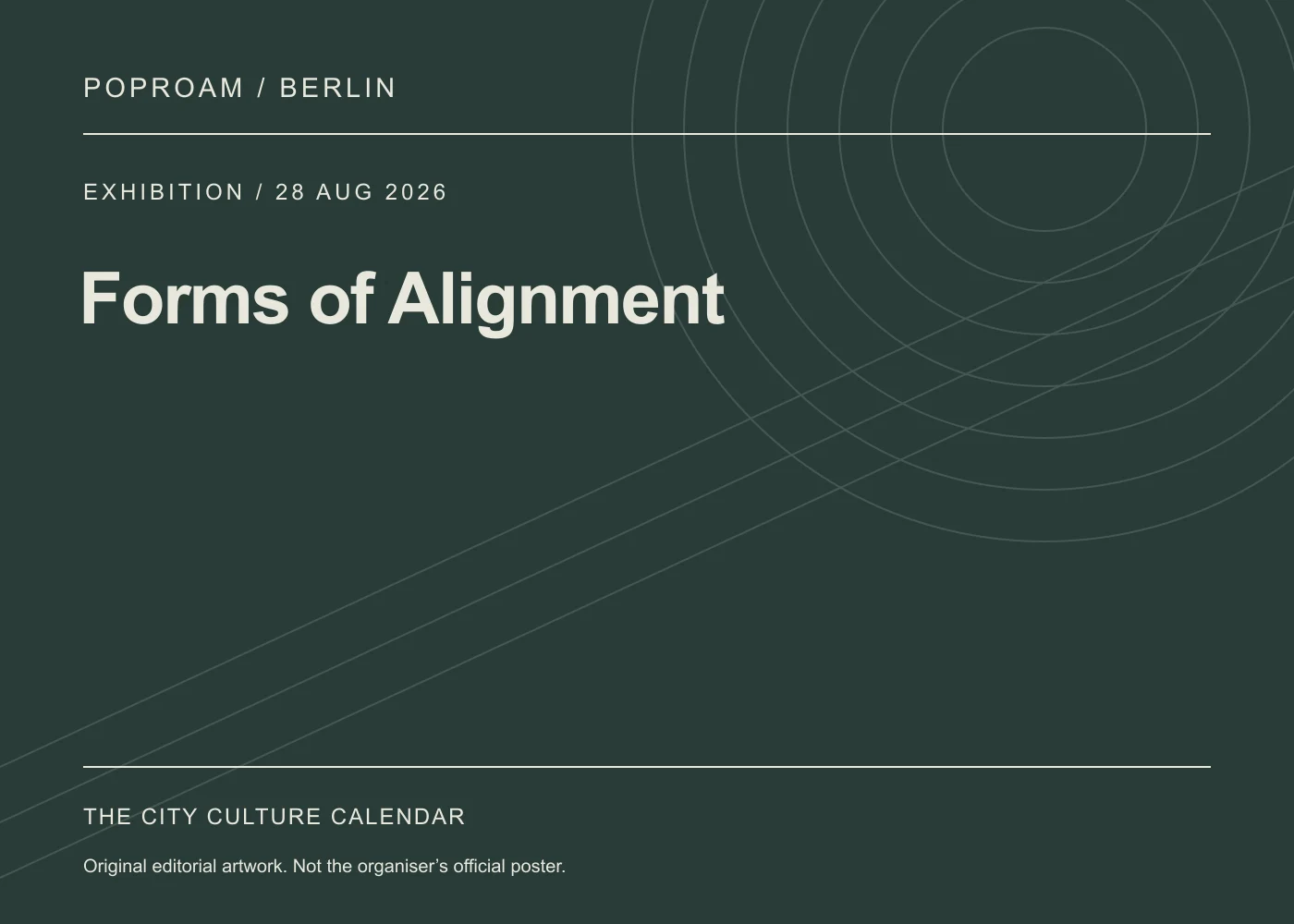 Original editorial programme artwork for Forms of Alignment. This is not the organiser’s official poster.