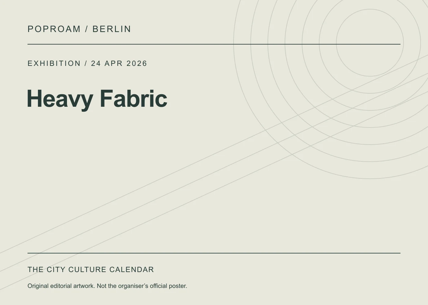 Original editorial programme artwork for Heavy Fabric. This is not the organiser’s official poster.