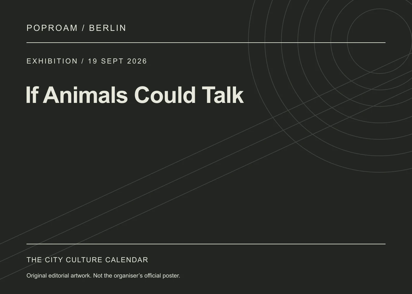 Original editorial programme artwork for If Animals Could Talk. This is not the organiser’s official poster.