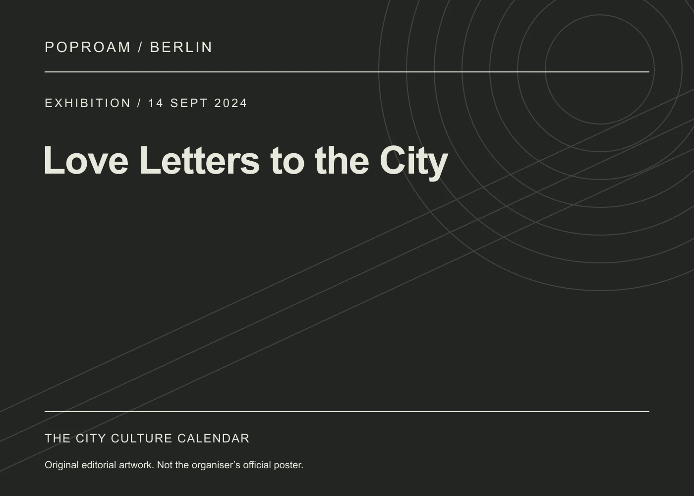 Original editorial programme artwork for Love Letters to the City. This is not the organiser’s official poster.