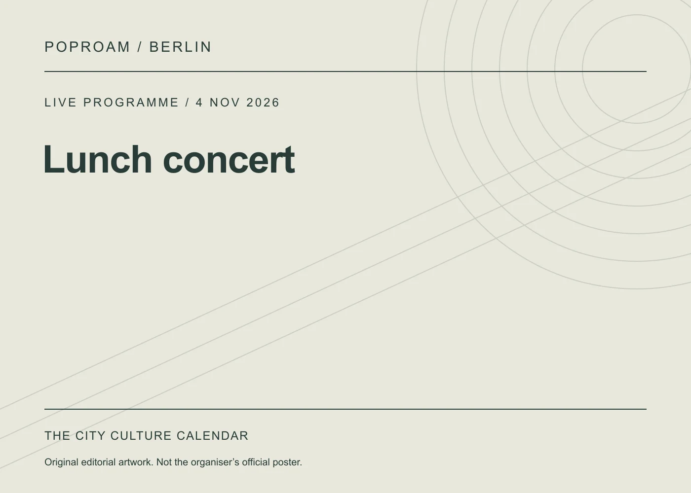 Original editorial programme artwork for Lunch concert. This is not the organiser’s official poster.