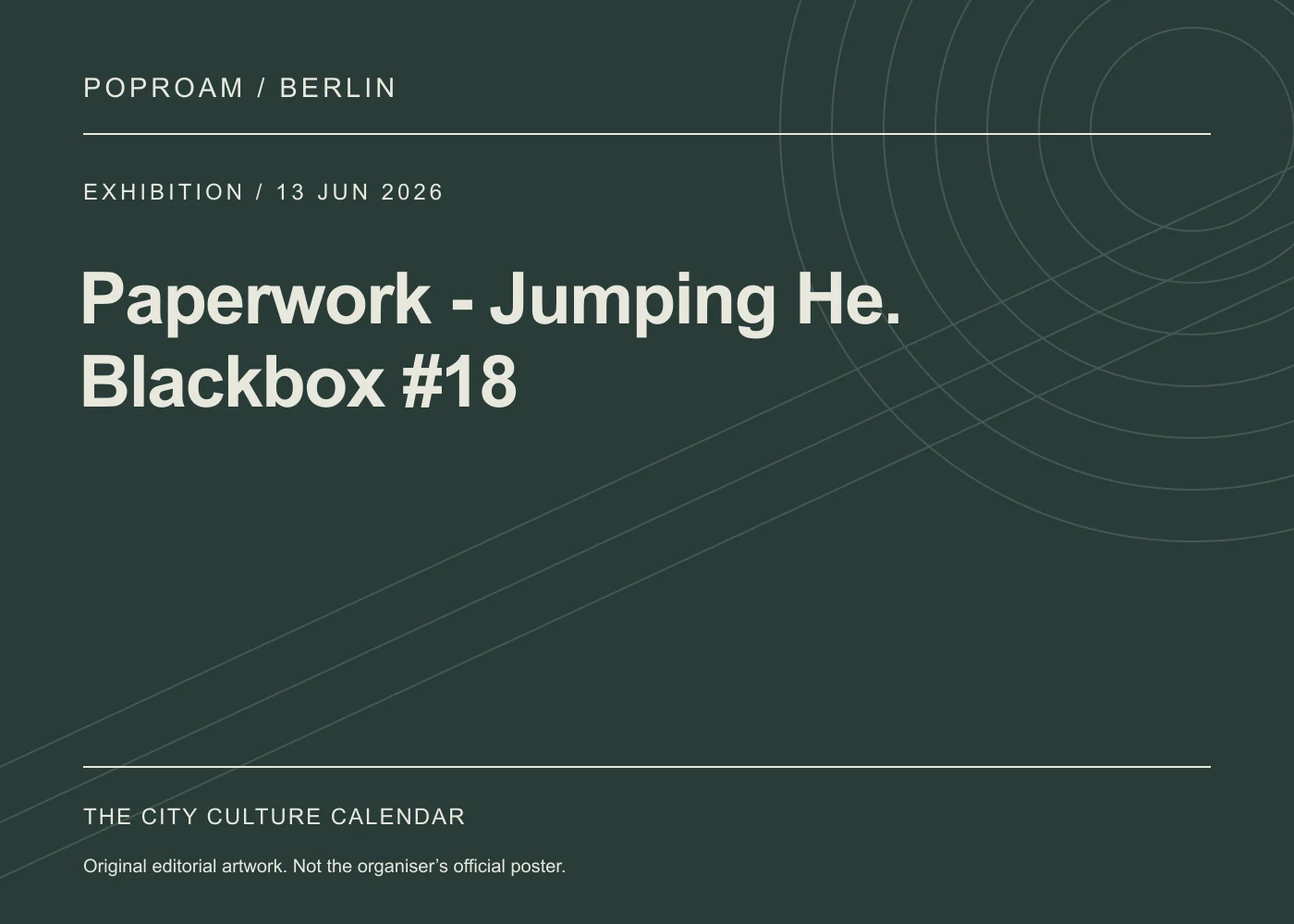 Original editorial programme artwork for Paperwork - Jumping He. Blackbox #18. This is not the organiser’s official poster.