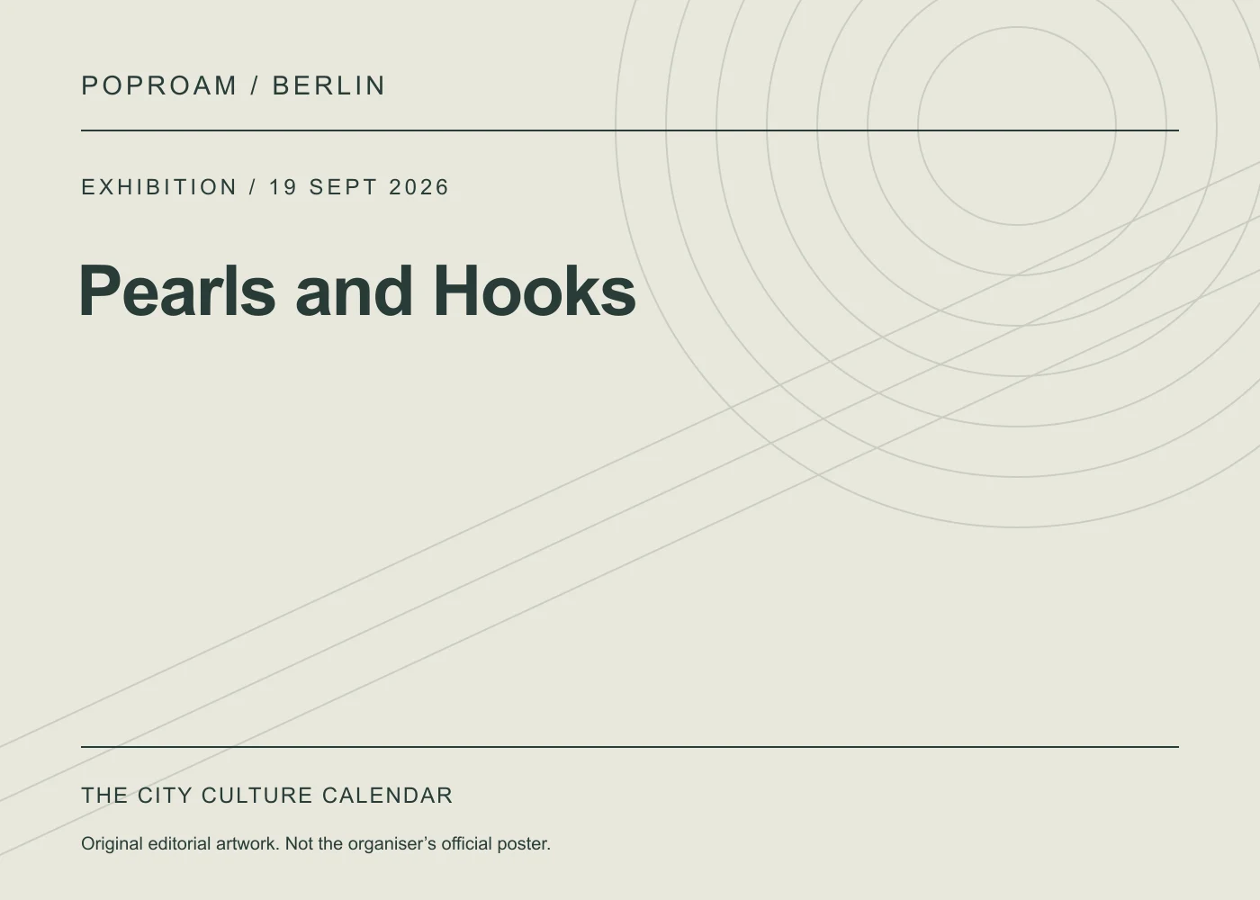 Original editorial programme artwork for Pearls and Hooks. This is not the organiser’s official poster.