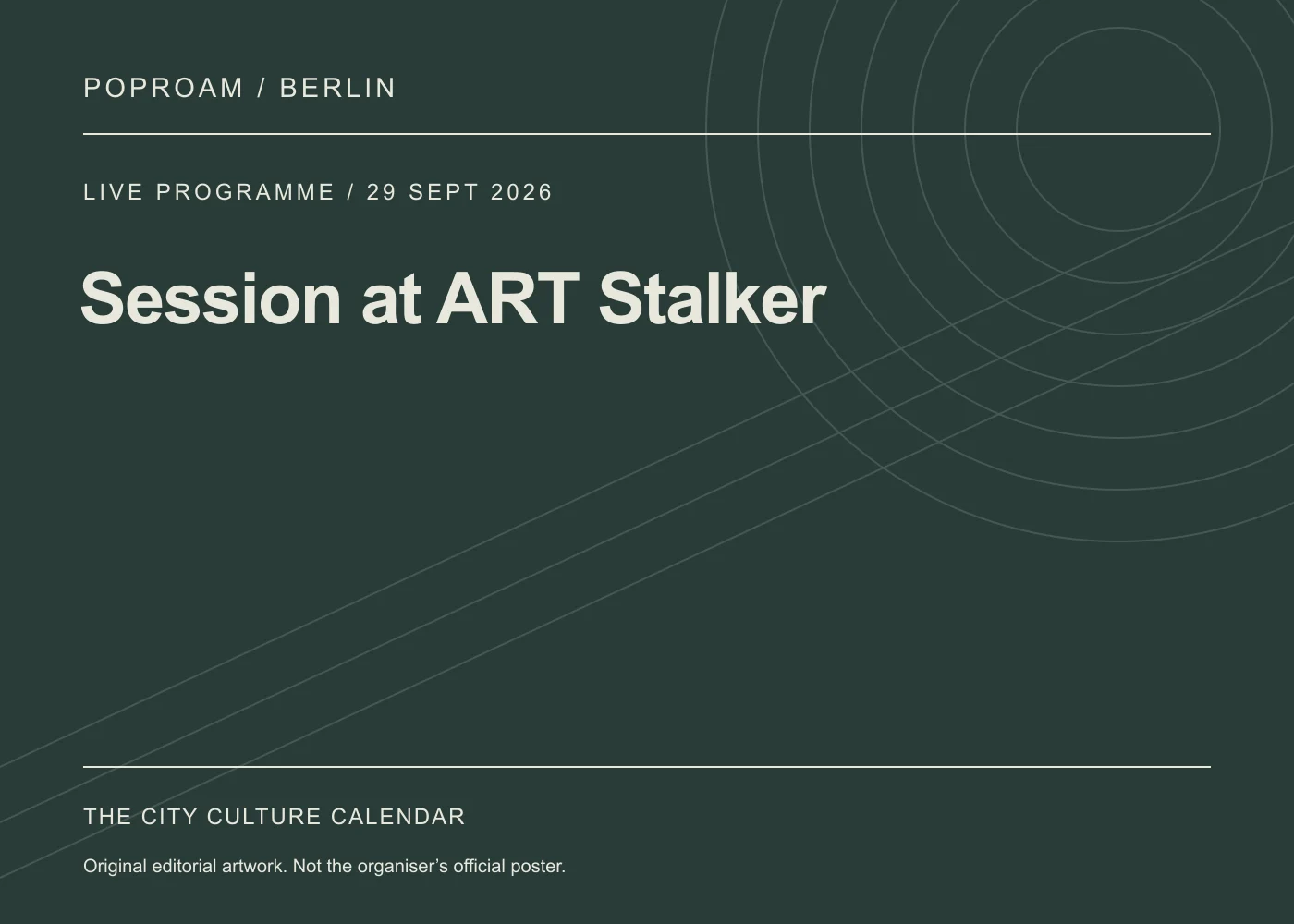 Original editorial programme artwork for Session at ART Stalker. This is not the organiser’s official poster.