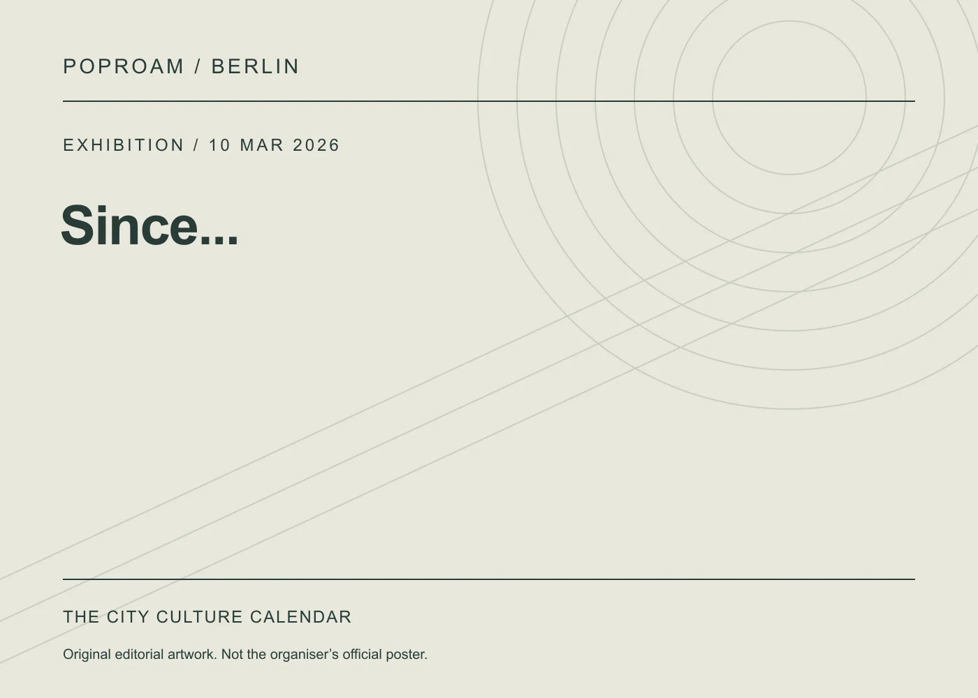 Original editorial programme artwork for Since.... This is not the organiser’s official poster.