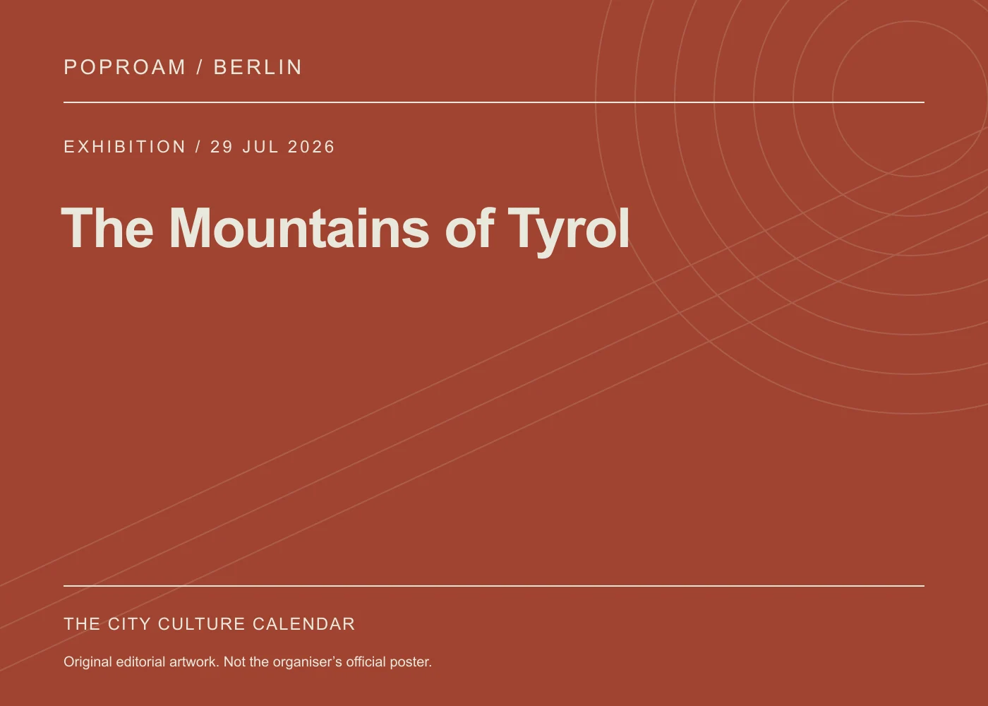 Original editorial programme artwork for The Mountains of Tyrol. This is not the organiser’s official poster.