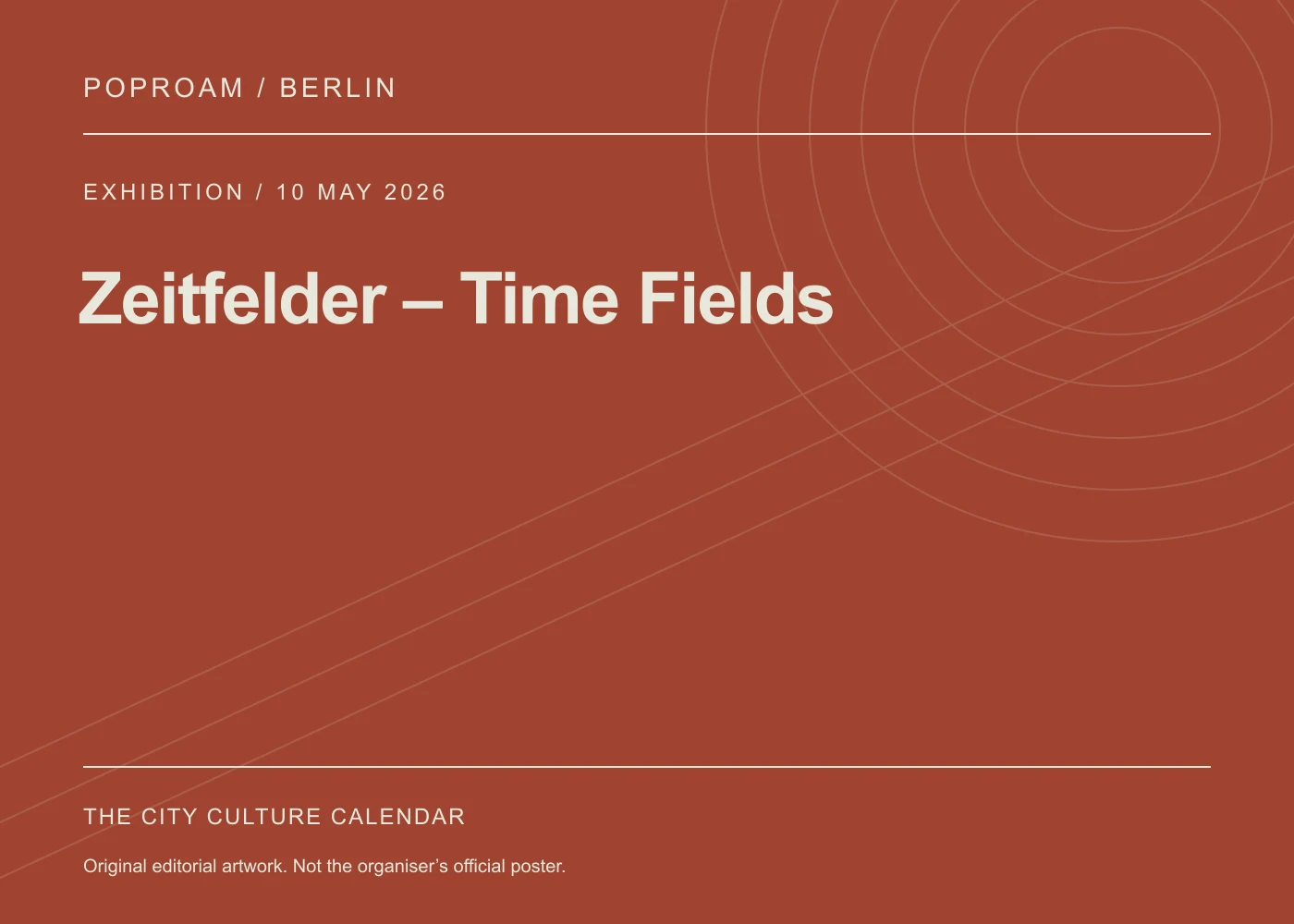 Original editorial programme artwork for Zeitfelder – Time Fields. This is not the organiser’s official poster.