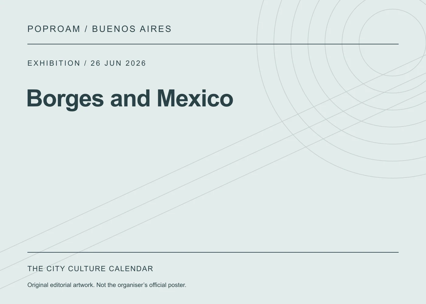 Original editorial programme artwork for Borges and Mexico. This is not the organiser’s official poster.