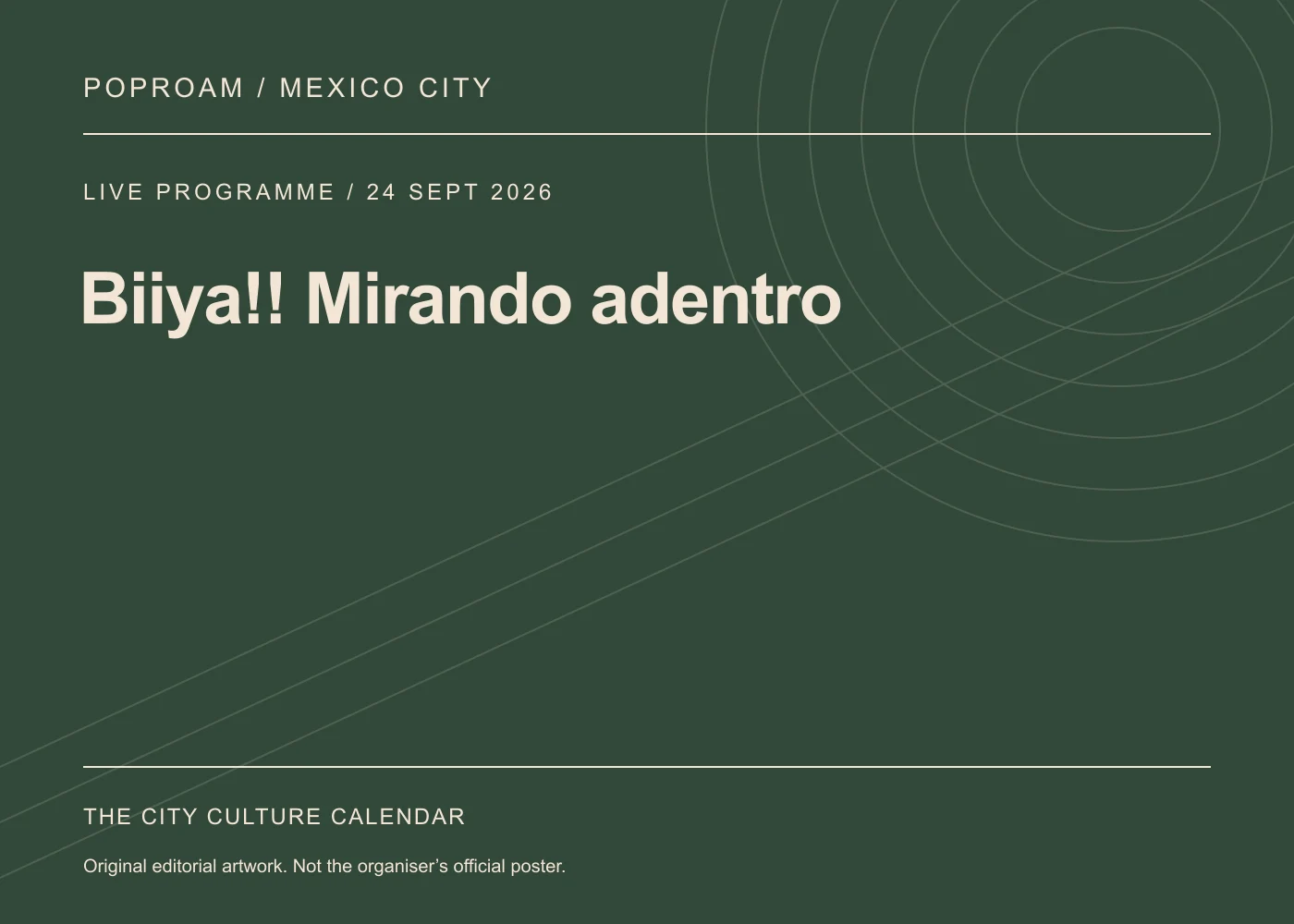Original editorial programme artwork for Biiya!! Mirando adentro. This is not the organiser’s official poster.