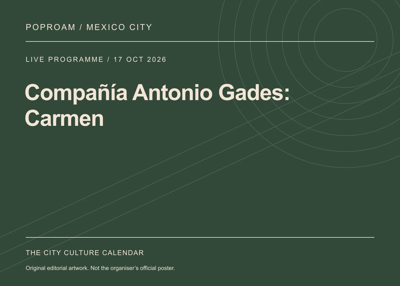 Original editorial programme artwork for Compañía Antonio Gades: Carmen. This is not the organiser’s official poster.
