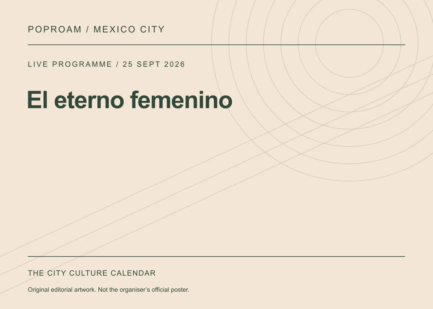 Original editorial programme artwork for El eterno femenino. This is not the organiser’s official poster.