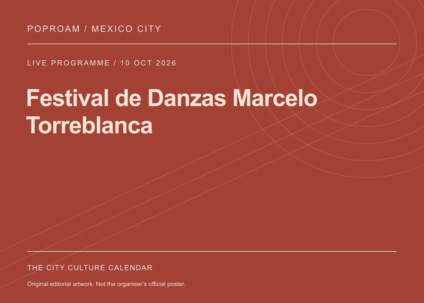 Original editorial programme artwork for Festival de Danzas Marcelo Torreblanca. This is not the organiser’s official poster.