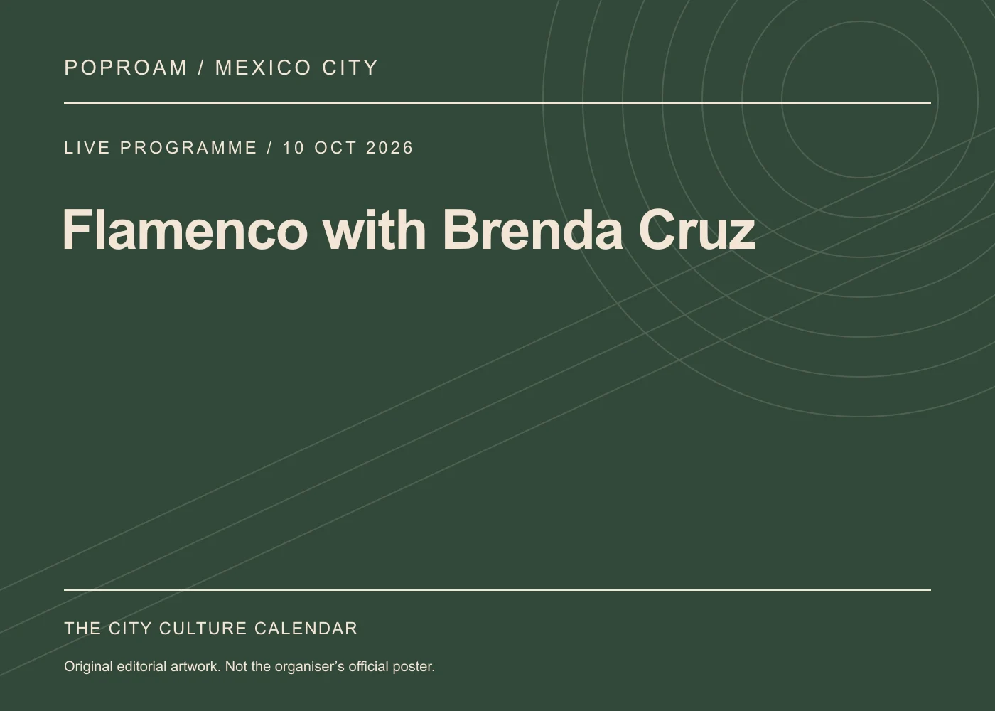 Original editorial programme artwork for Flamenco with Brenda Cruz. This is not the organiser’s official poster.