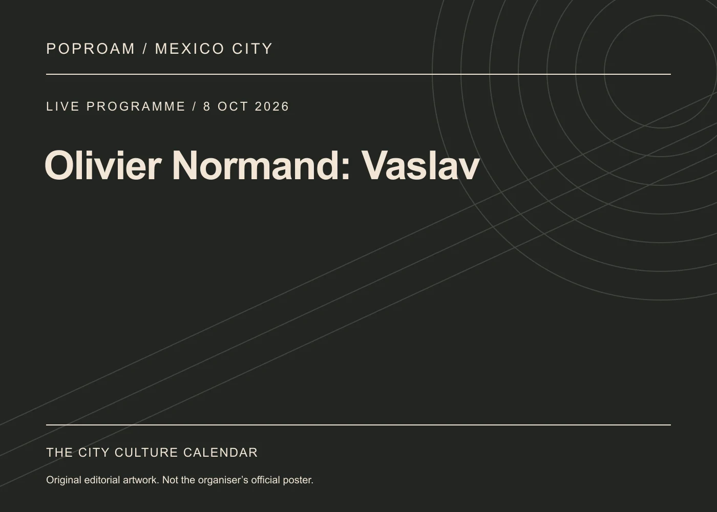 Original editorial programme artwork for Olivier Normand: Vaslav. This is not the organiser’s official poster.