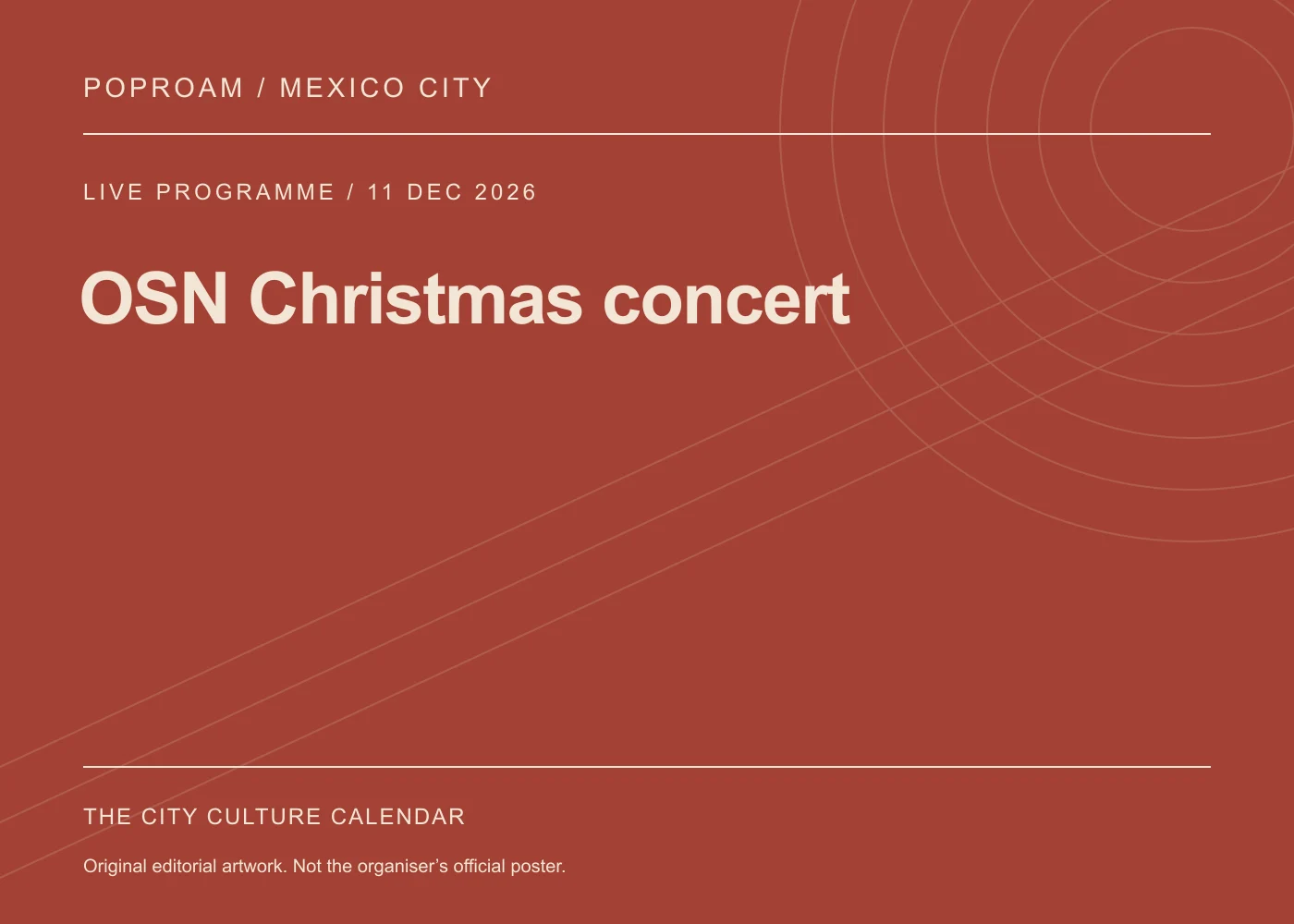 Original editorial programme artwork for OSN Christmas concert. This is not the organiser’s official poster.