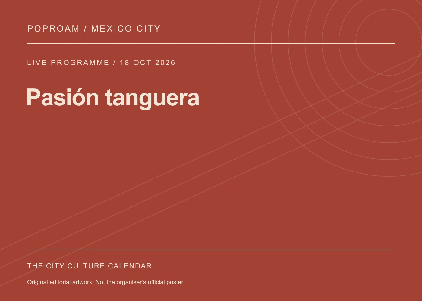 Original editorial programme artwork for Pasión tanguera. This is not the organiser’s official poster.