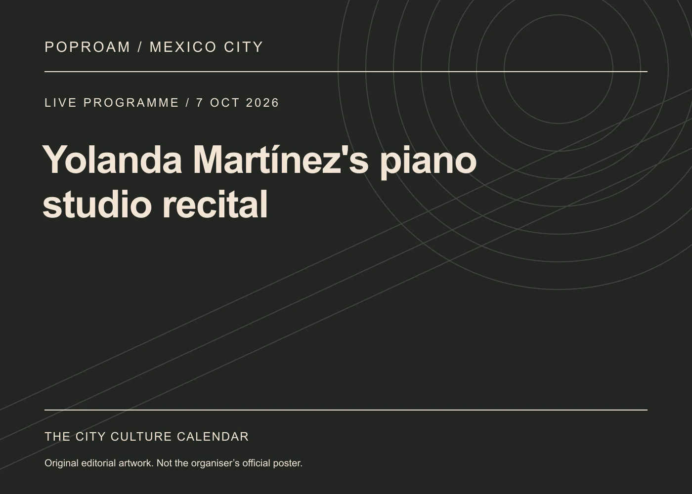 Original editorial programme artwork for Yolanda Martínez's piano studio recital. This is not the organiser’s official poster.
