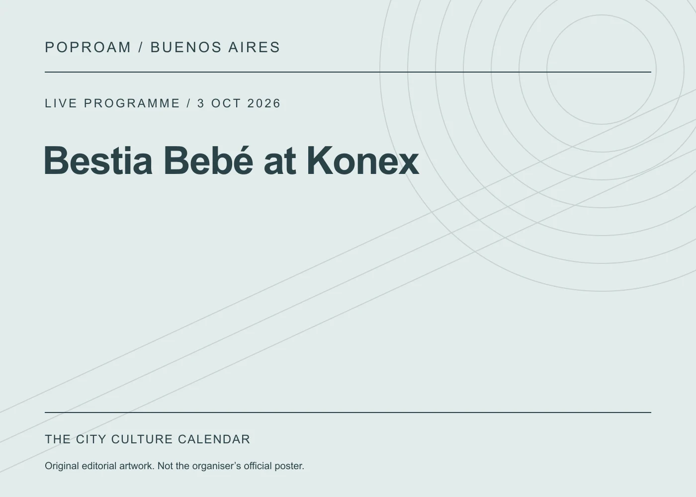 Original editorial programme artwork for Bestia Bebé at Konex. This is not the organiser’s official poster.