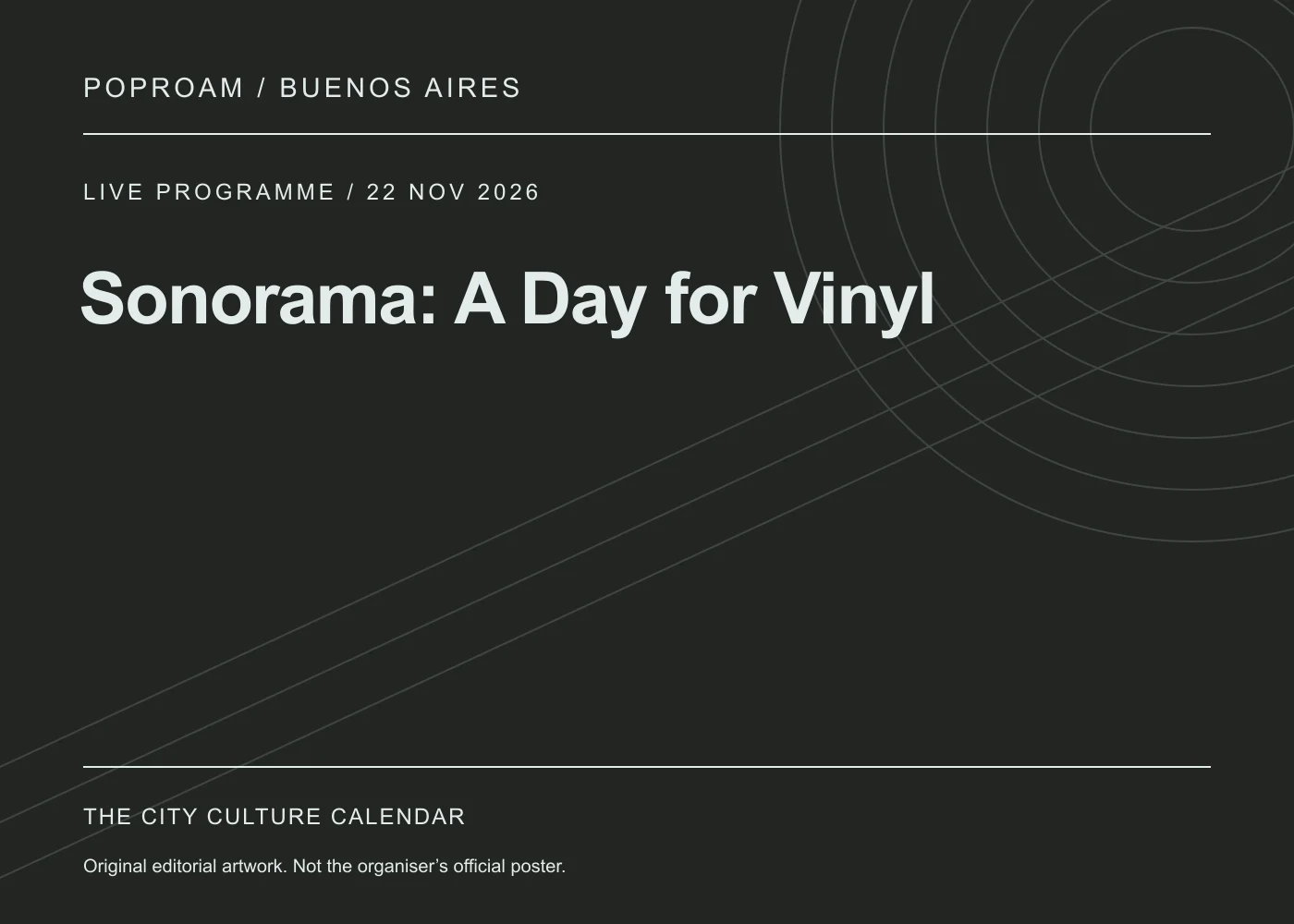 Original editorial programme artwork for Sonorama: A Day for Vinyl. This is not the organiser’s official poster.