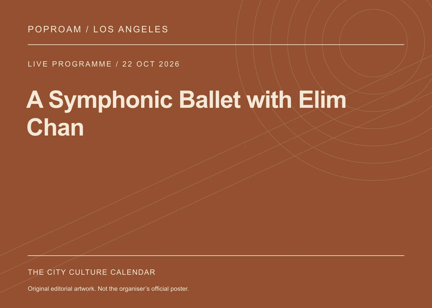 Original editorial programme artwork for A Symphonic Ballet with Elim Chan. This is not the organiser’s official poster.