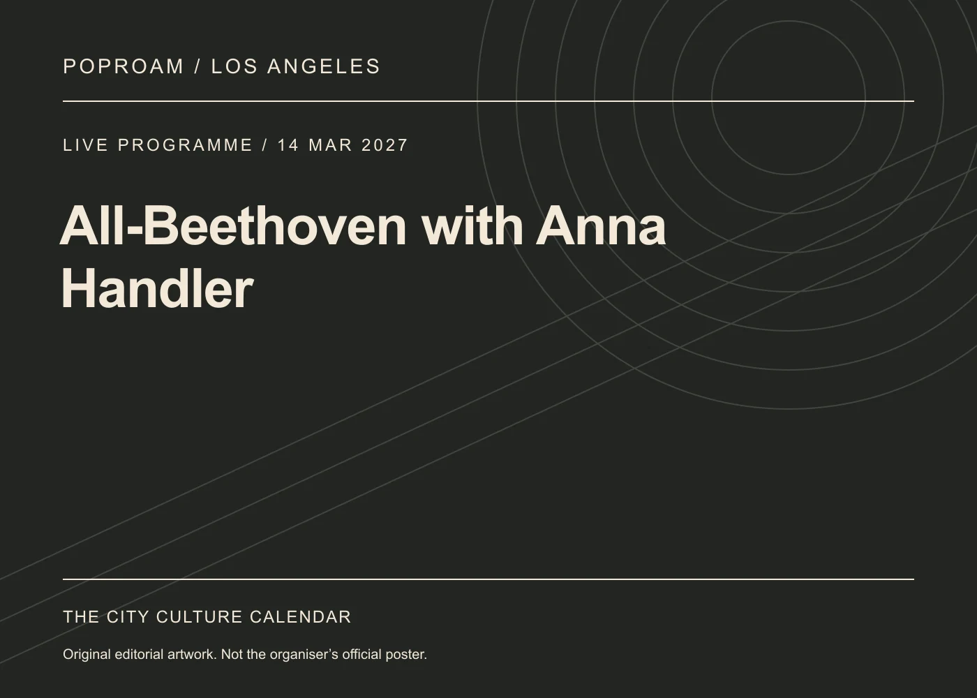Original editorial programme artwork for All-Beethoven with Anna Handler. This is not the organiser’s official poster.