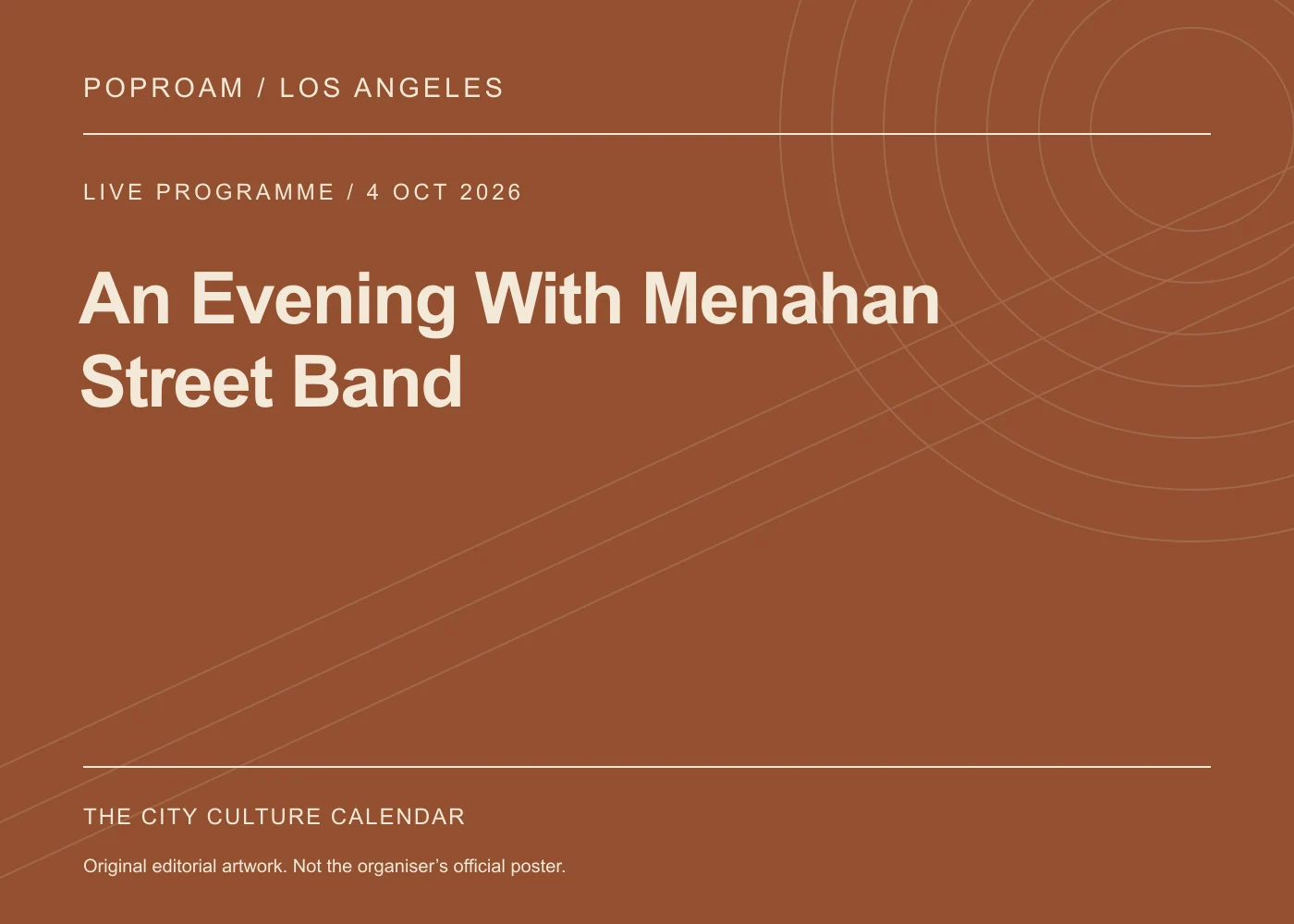 Original editorial programme artwork for An Evening With Menahan Street Band. This is not the organiser’s official poster.