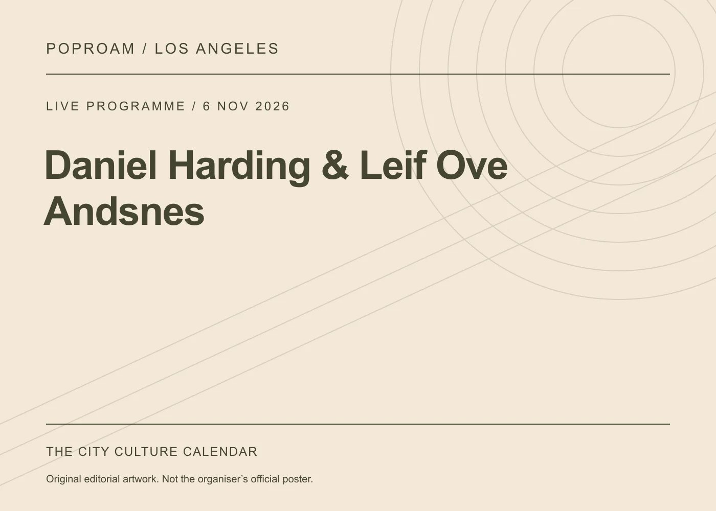 Original editorial programme artwork for Daniel Harding & Leif Ove Andsnes. This is not the organiser’s official poster.