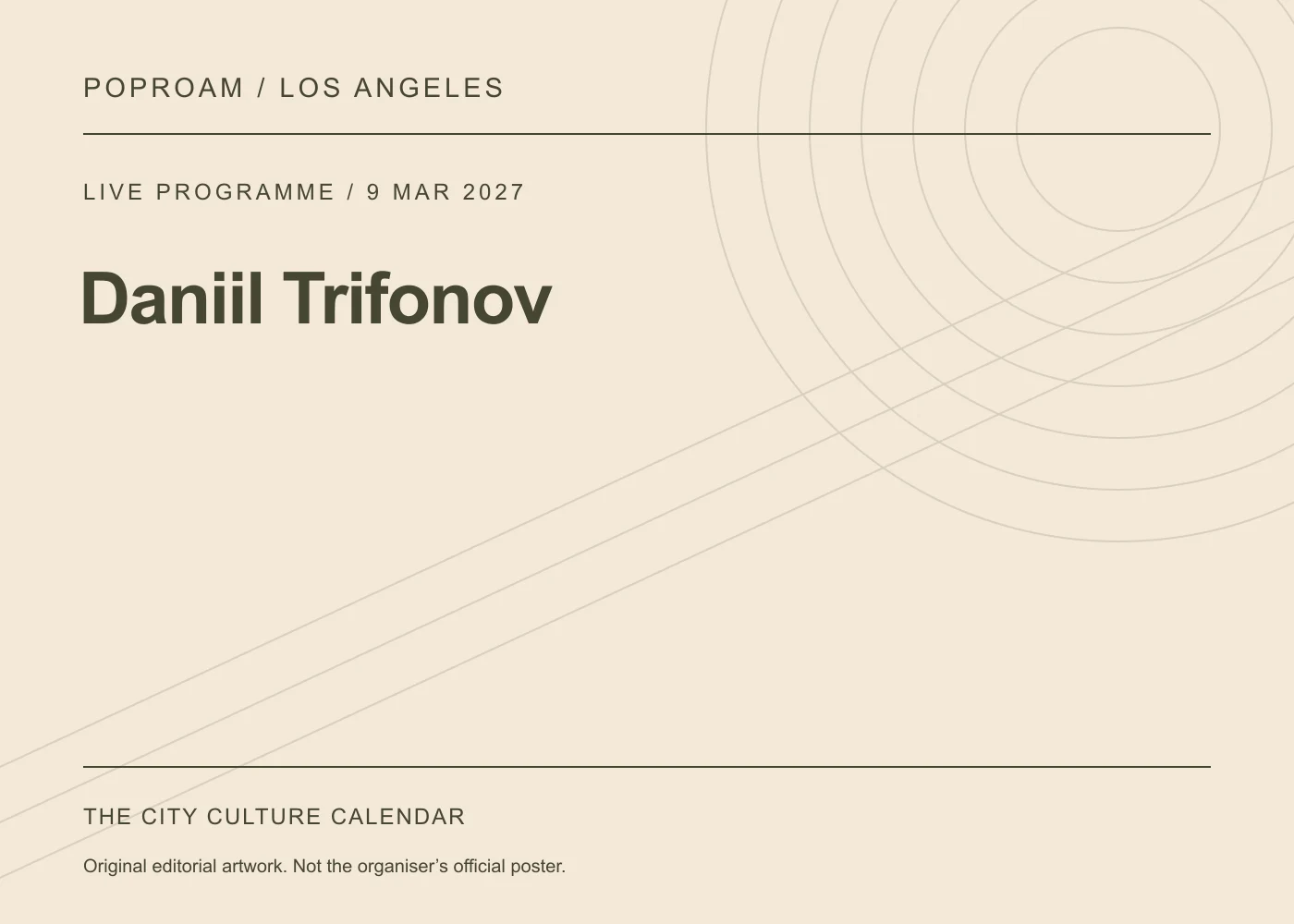 Original editorial programme artwork for Daniil Trifonov. This is not the organiser’s official poster.