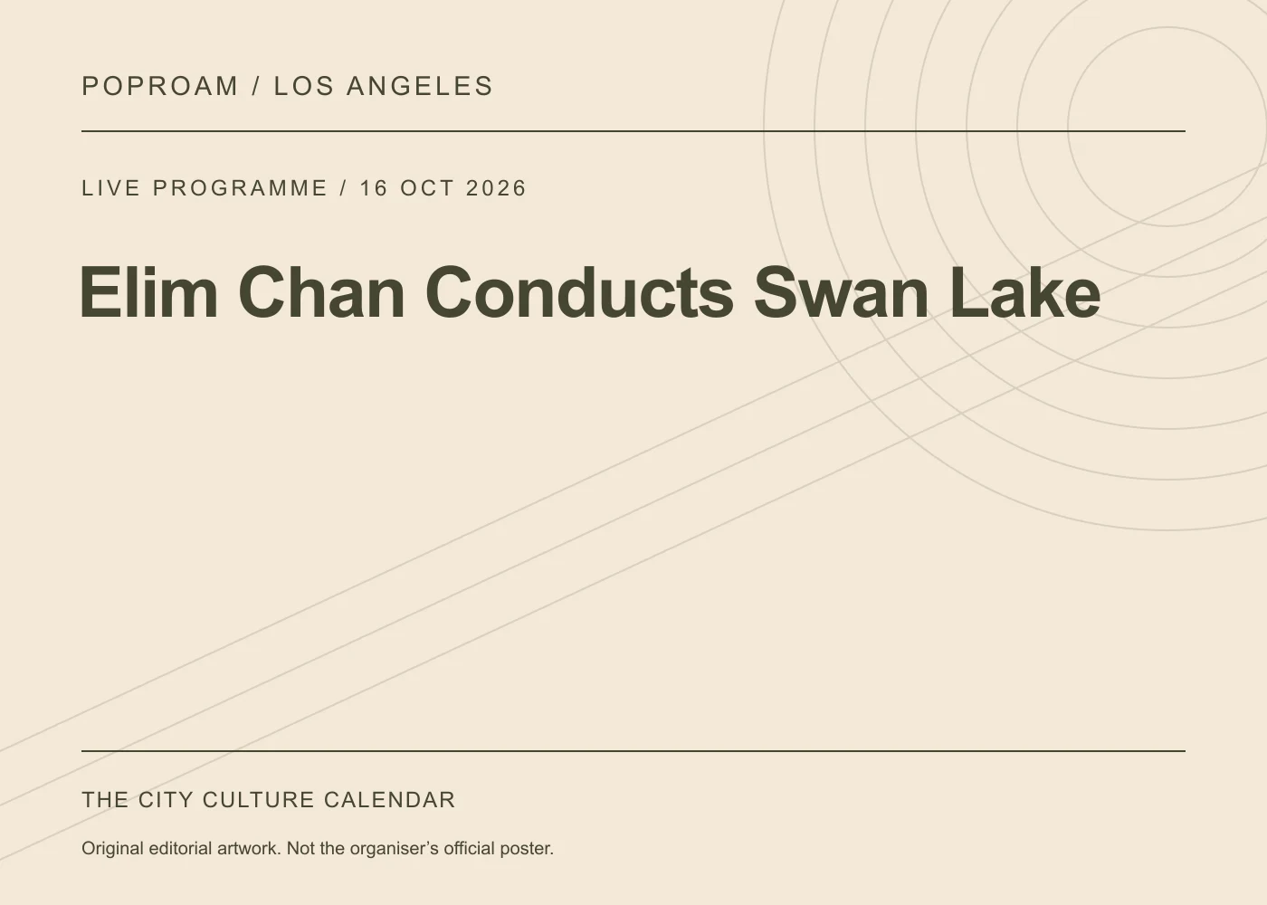 Original editorial programme artwork for Elim Chan Conducts Swan Lake. This is not the organiser’s official poster.