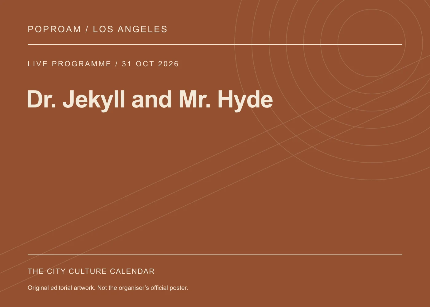 Original editorial programme artwork for Dr. Jekyll and Mr. Hyde. This is not the organiser’s official poster.