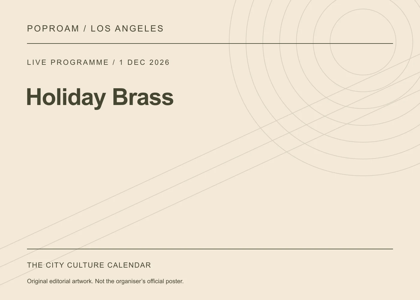 Original editorial programme artwork for Holiday Brass. This is not the organiser’s official poster.