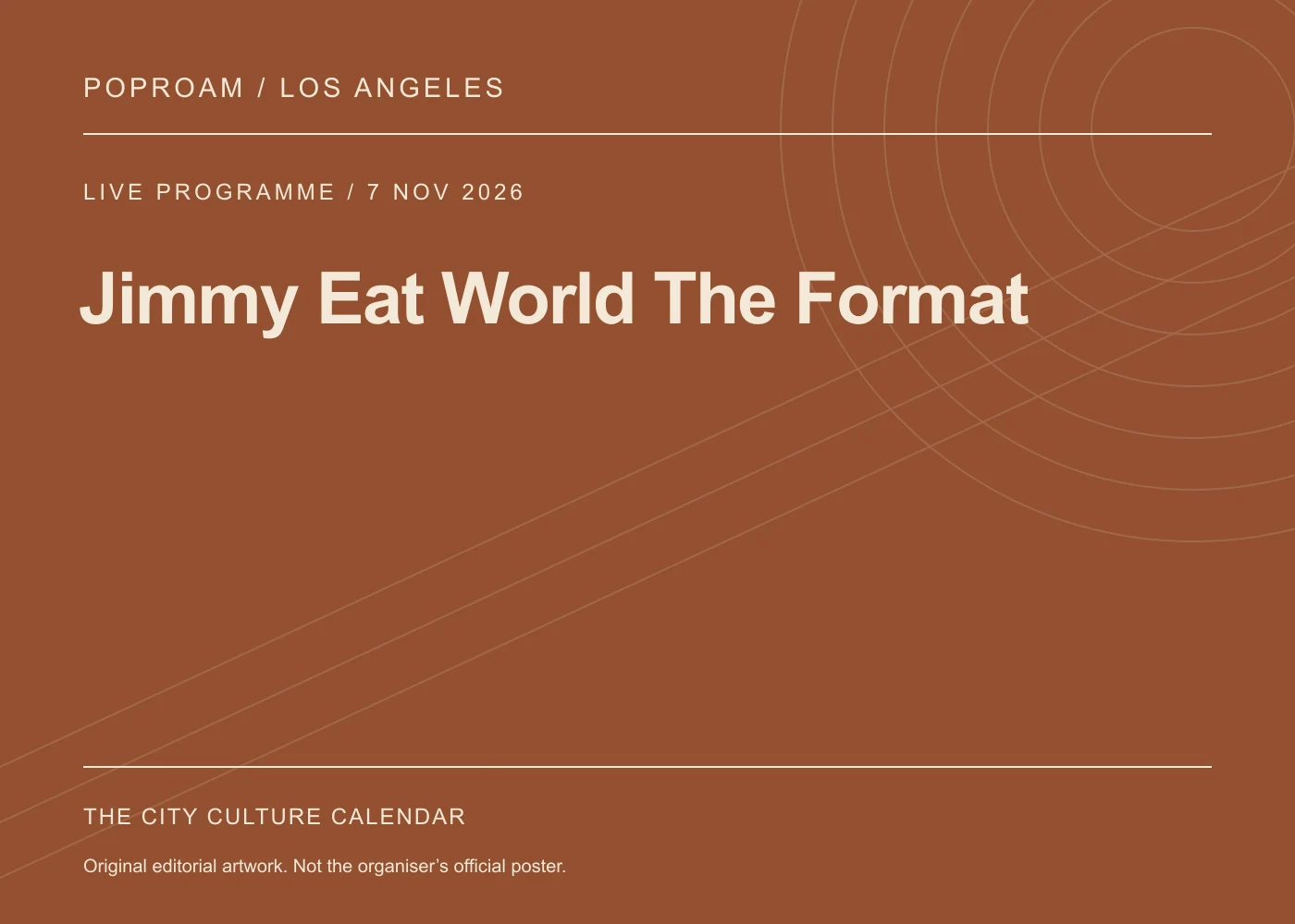 Original editorial programme artwork for Jimmy Eat World The Format. This is not the organiser’s official poster.