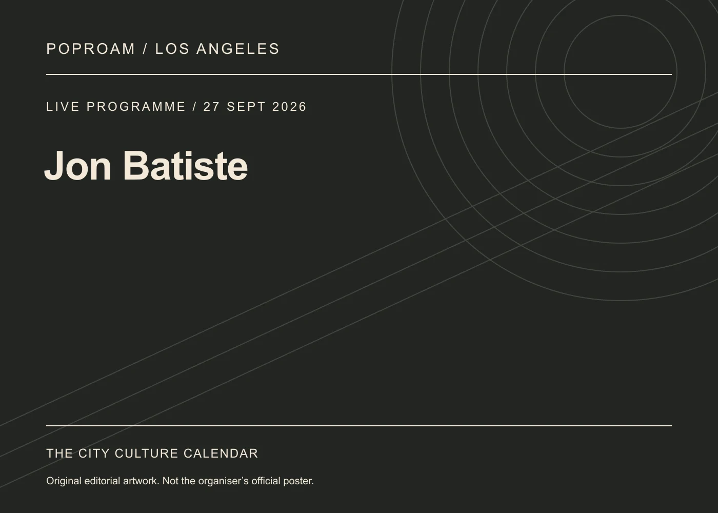 Original editorial programme artwork for Jon Batiste. This is not the organiser’s official poster.