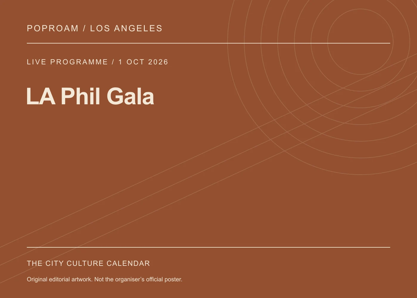 Original editorial programme artwork for LA Phil Gala. This is not the organiser’s official poster.