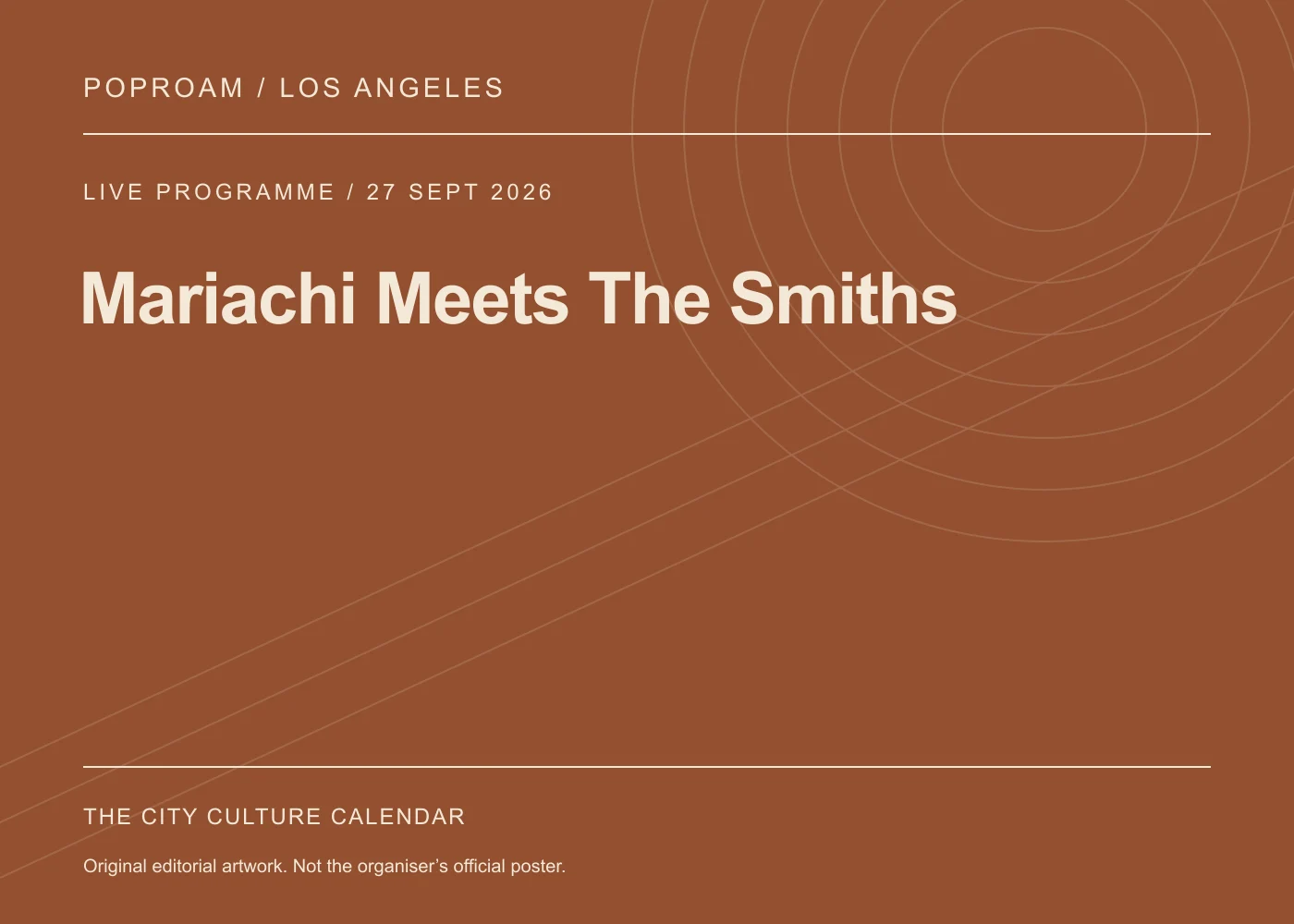 Original editorial programme artwork for Mariachi Meets The Smiths. This is not the organiser’s official poster.