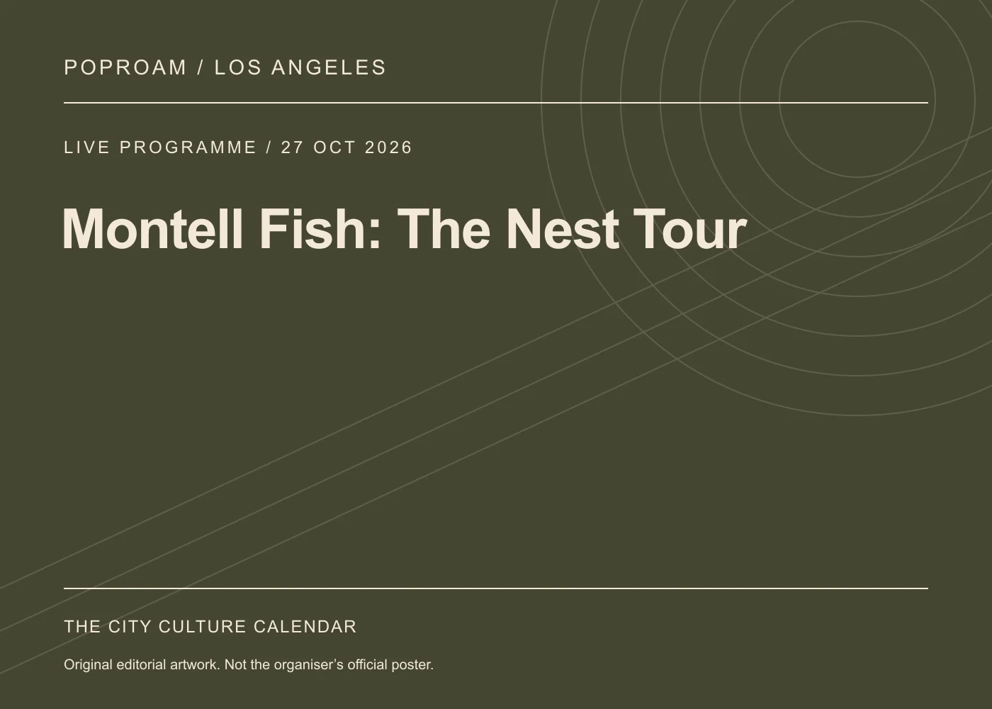 Original editorial programme artwork for Montell Fish: The Nest Tour. This is not the organiser’s official poster.