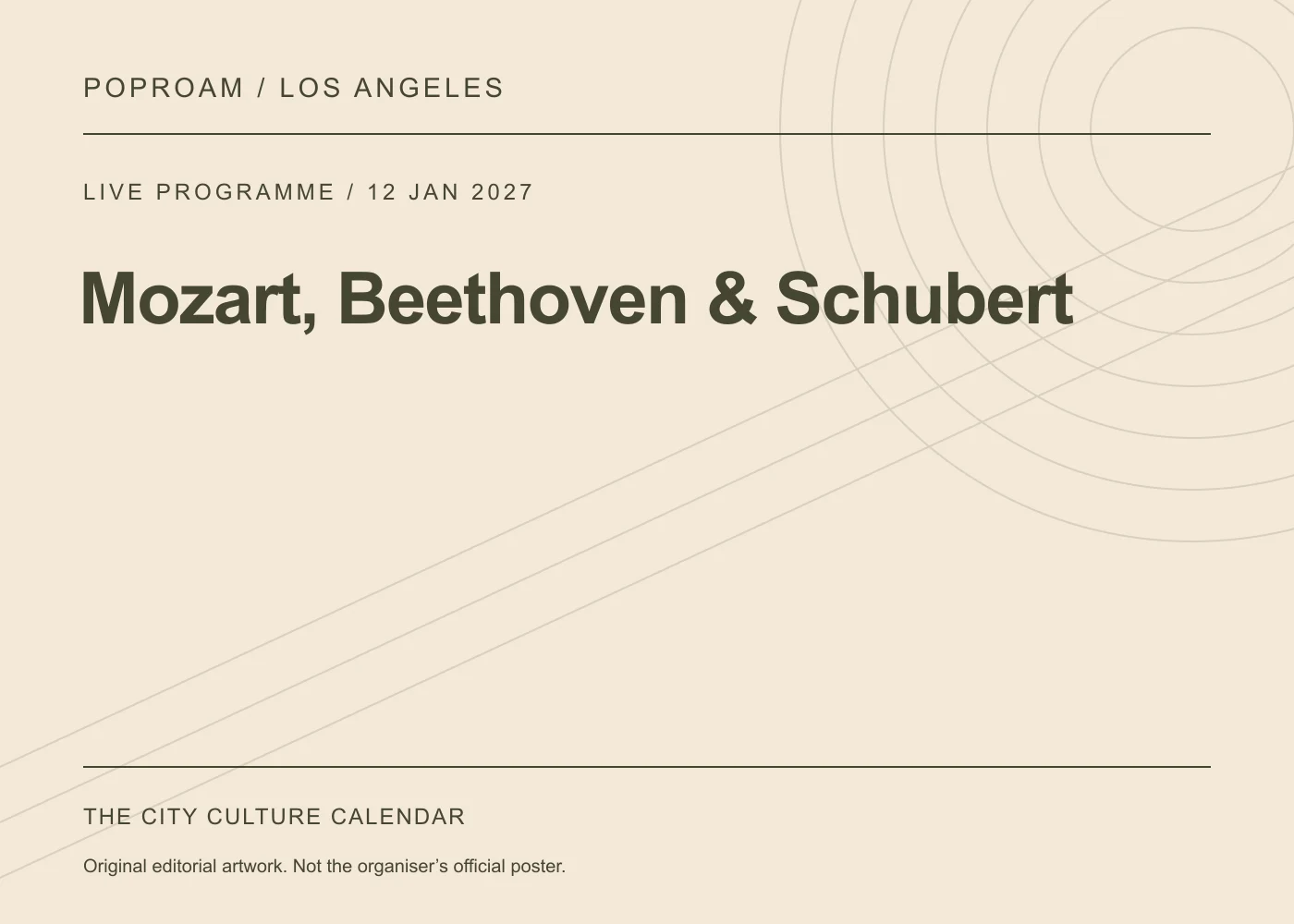 Original editorial programme artwork for Mozart, Beethoven & Schubert. This is not the organiser’s official poster.