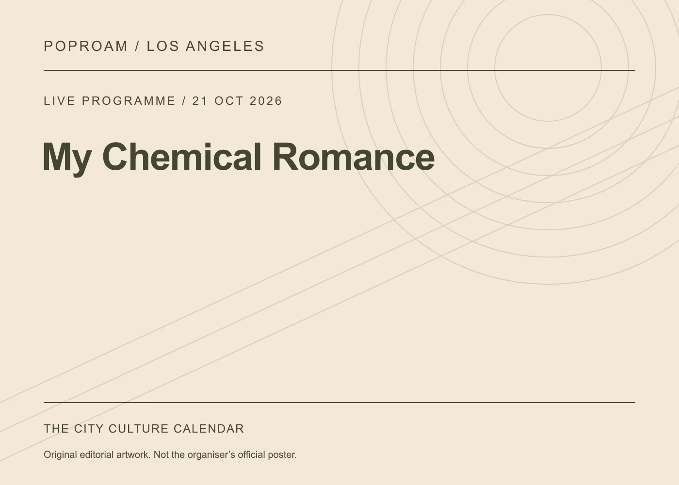 Original editorial programme artwork for My Chemical Romance. This is not the organiser’s official poster.