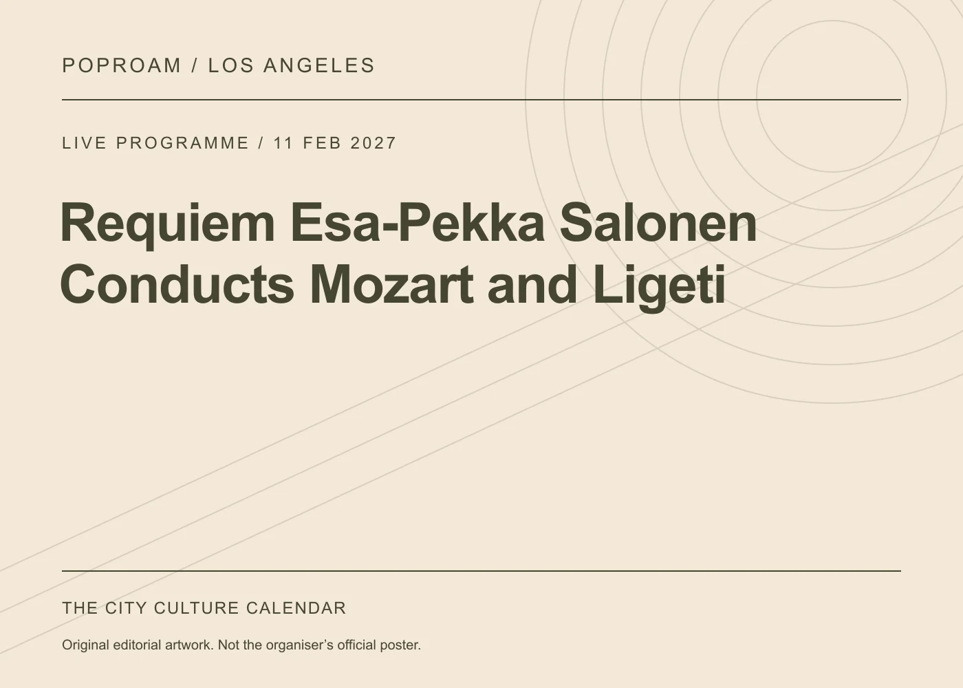 Original editorial programme artwork for Requiem Esa-Pekka Salonen Conducts Mozart and Ligeti. This is not the organiser’s official poster.