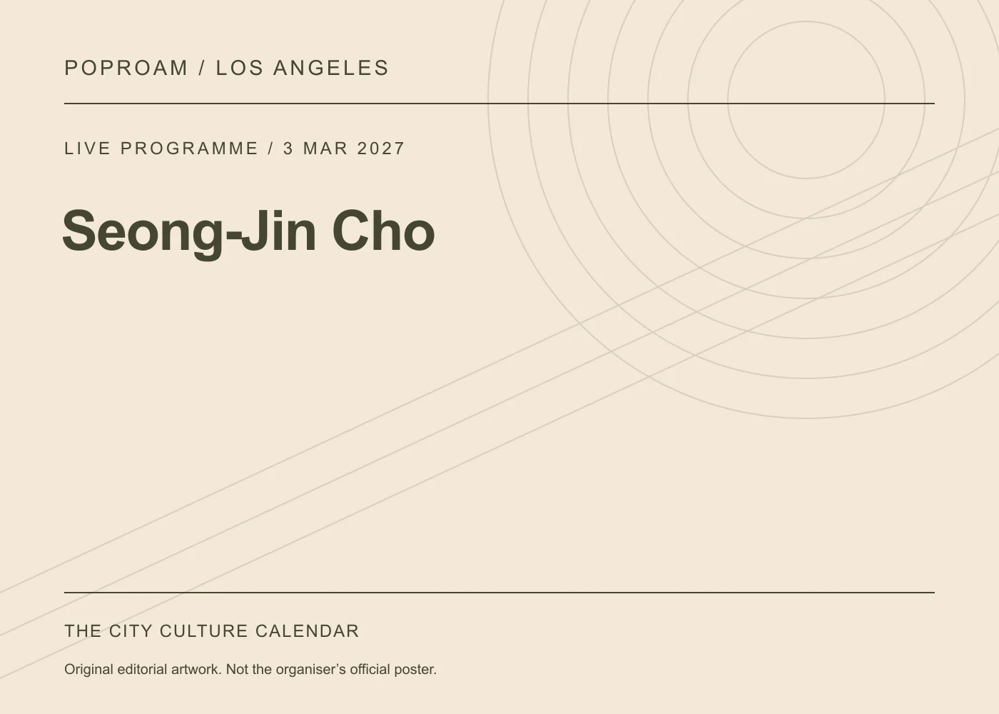 Original editorial programme artwork for Seong-Jin Cho. This is not the organiser’s official poster.