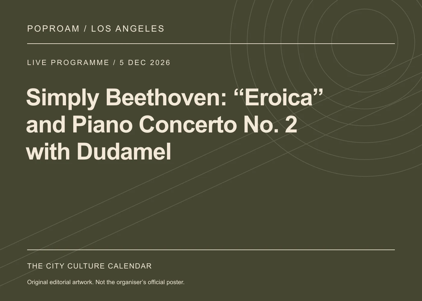 Original editorial programme artwork for Simply Beethoven: “Eroica” and Piano Concerto No. 2 with Dudamel. This is not the organiser’s official poster.