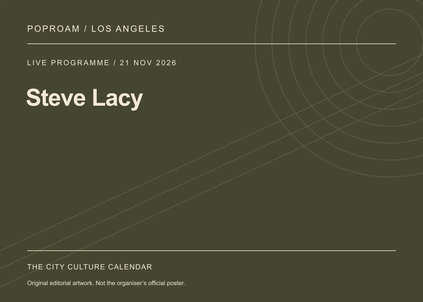 Original editorial programme artwork for Steve Lacy. This is not the organiser’s official poster.