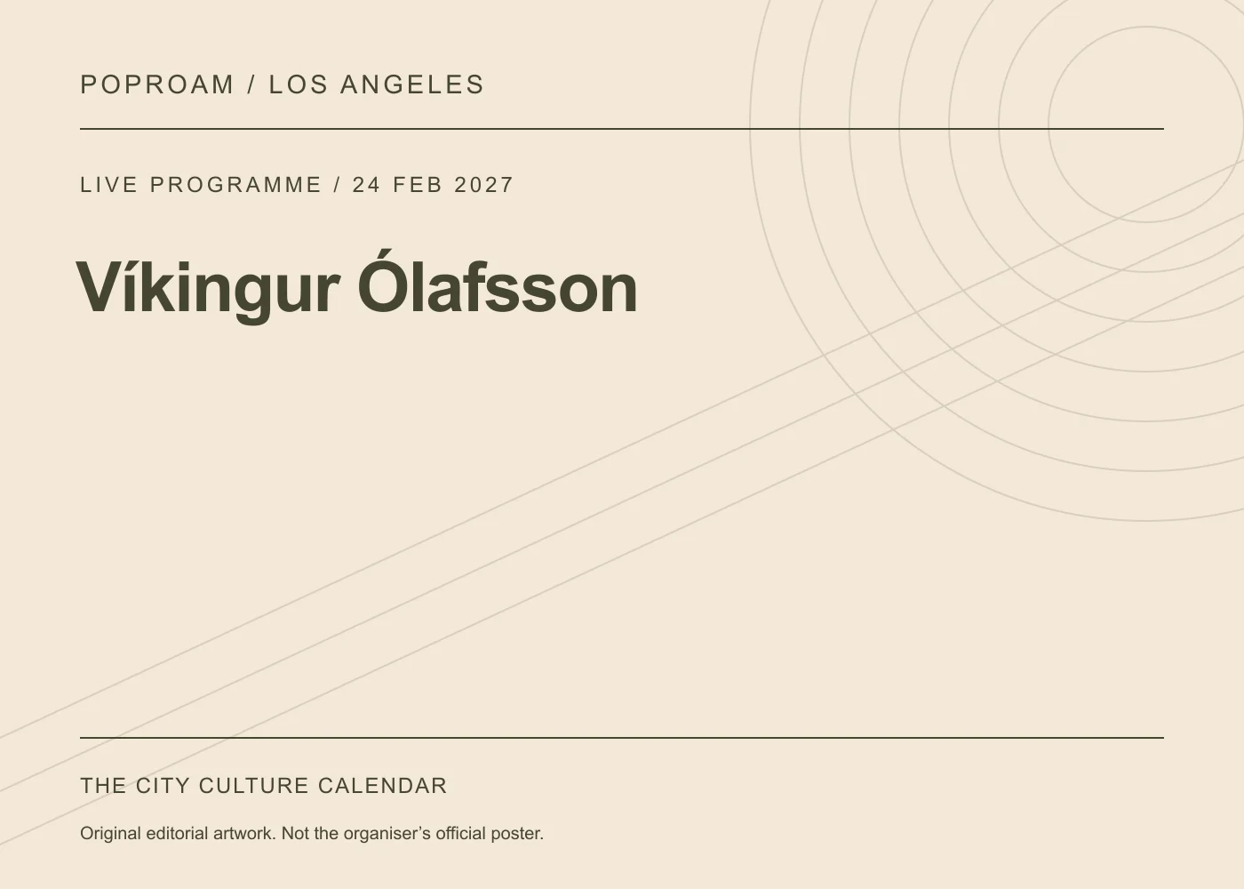 Original editorial programme artwork for Víkingur Ólafsson. This is not the organiser’s official poster.