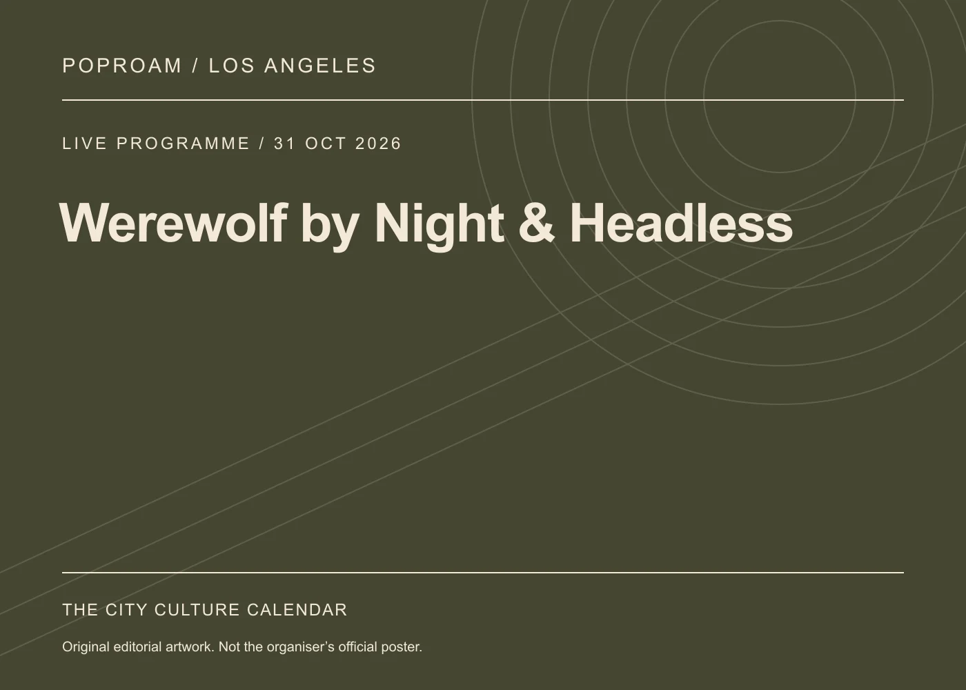 Original editorial programme artwork for Werewolf by Night & Headless. This is not the organiser’s official poster.