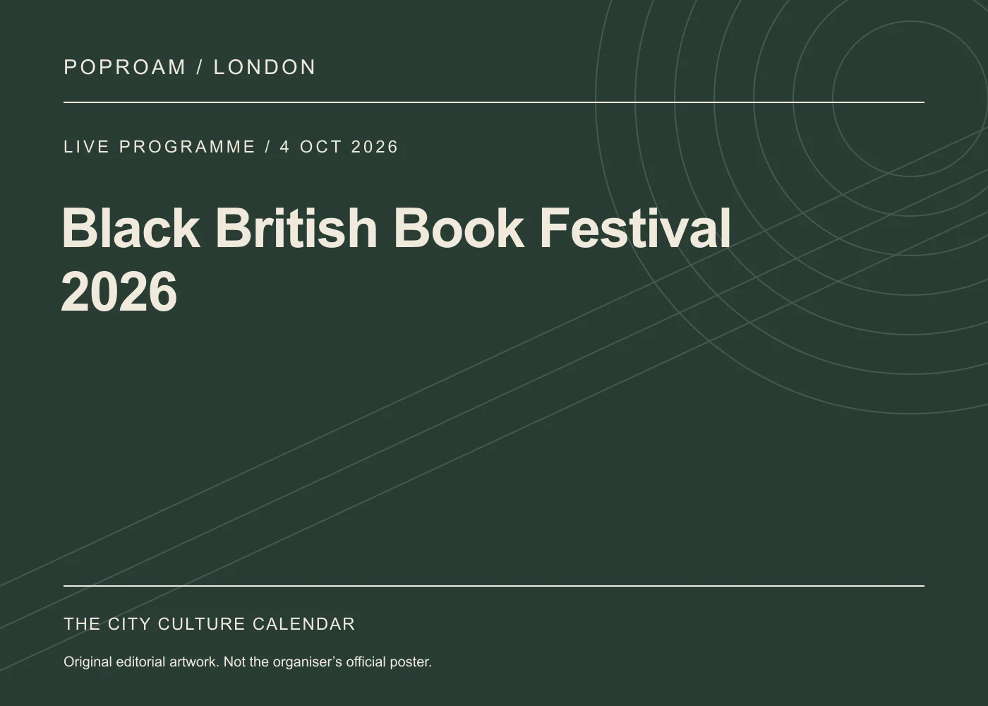 Original editorial programme artwork for Black British Book Festival 2026. This is not the organiser’s official poster.