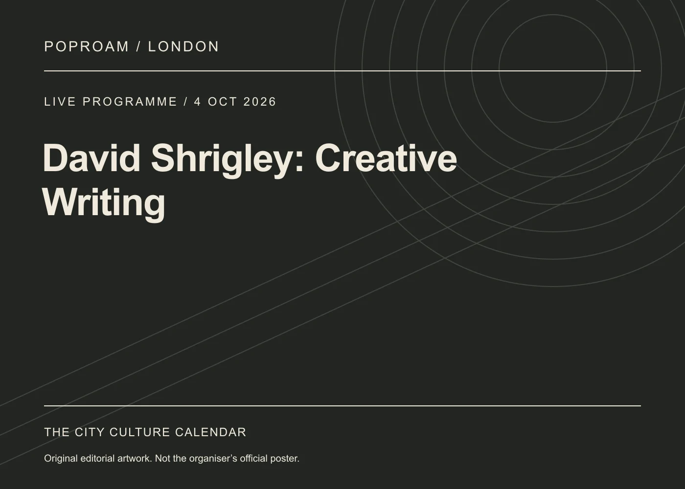 Original editorial programme artwork for David Shrigley: Creative Writing. This is not the organiser’s official poster.