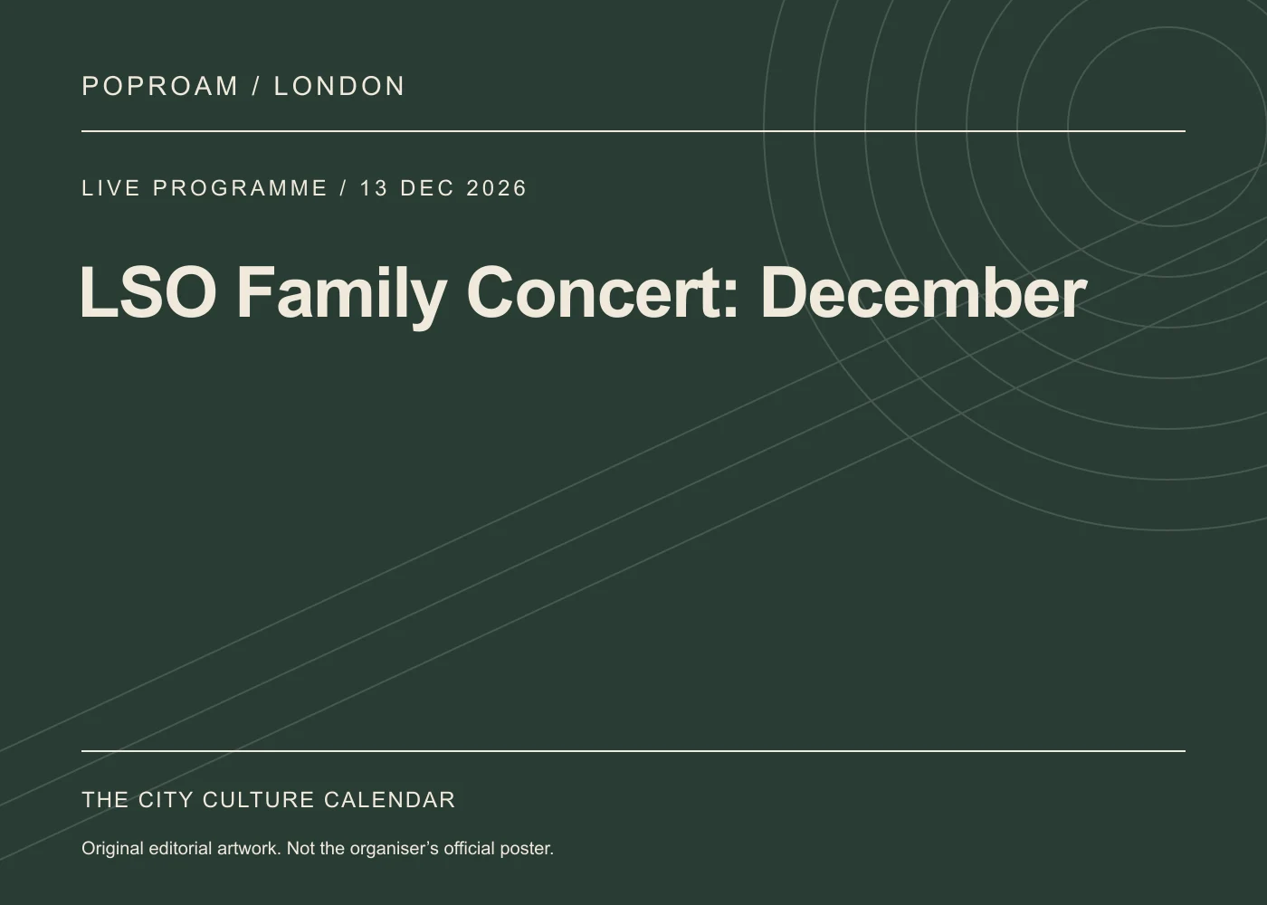 Original editorial programme artwork for LSO Family Concert: December. This is not the organiser’s official poster.
